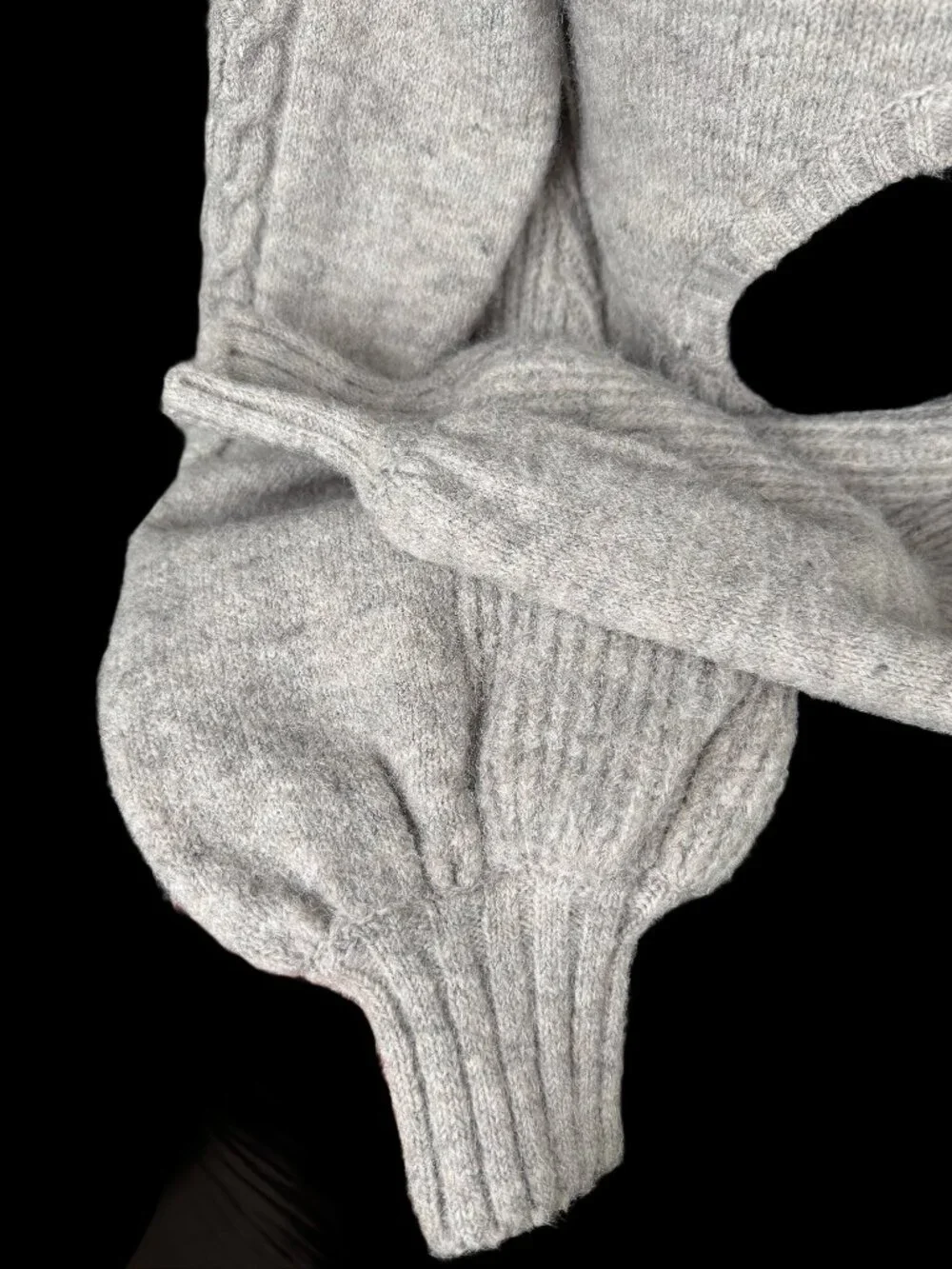 For Love & Lemons Fuzzy Wrap Sweater Crop Top Gray Cutout Tie Waist S - Picture 4 of 7